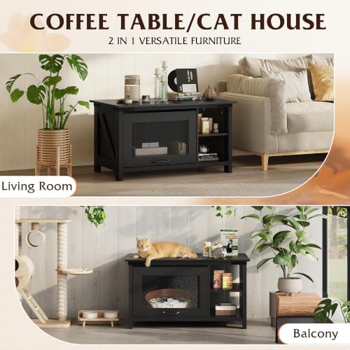 Wooden Coffee Table with Flip (Urban2_black / 31.5")