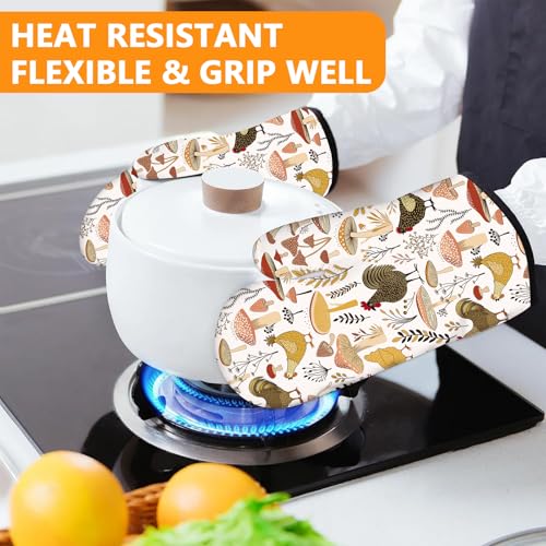 Rooster Mushrooms Oven Mitts and Pot Holders Sets 4Pcs (Rooster Mushrooms)