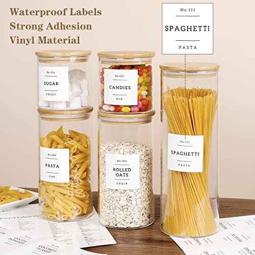 5 Pcs Glass Food Storage Containers With 132 Pantry Labels Preprinted (roud5)