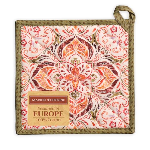 Pot Holders 100% Cotton Potholders (036 - Damask / 8" x 8" (Pot Holder Pack of 1))
