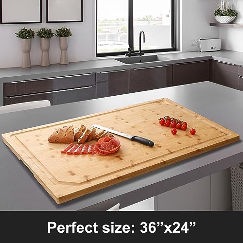36 x 24 Extra Large Bamboo Cutting Board for Kitchen (Natural / 36"L x 24"W)