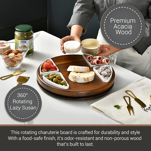 Upgraded Lazy Susan Cheese Cutting Board Set (Round 13")