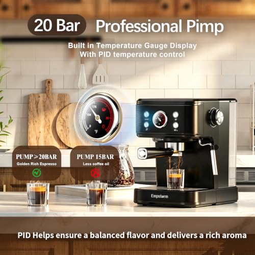 04E 20 Bar Espresso Machine with Milk Frother Steam 1100W Black (Classic-Matte Black)