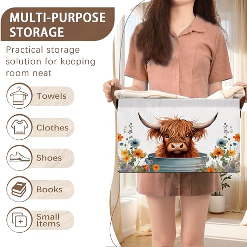 Farm Animal Storage Basket Large 17x11.5x10.5 Inche (Cute Cow Animal)