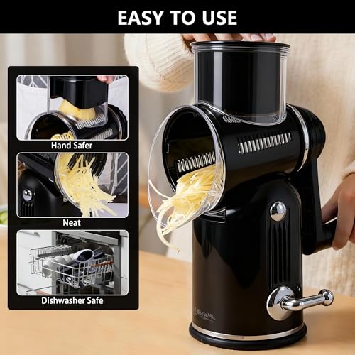 Rotary Cheese Grater with Handle (Black)