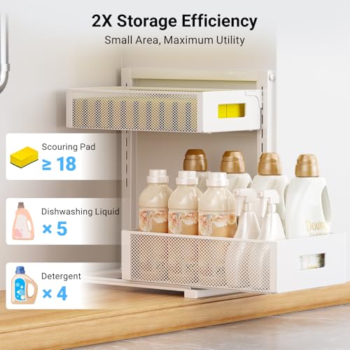 Pull Out Under Kitchen Sink Organizer (White / XL-1PC)
