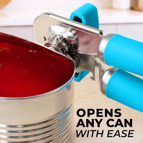 Stainless Steel Swing Open Manual Can Opener Comfortable Grip (Aqua / Swing Open)