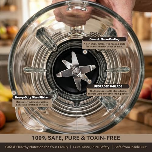Glass Blenders for Kitchen with Tamper (Black)