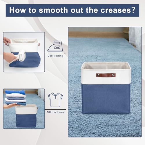 13x13 Cube Storage Bins (NavyBlue / Off-White / Cube - 13"x13"x13")