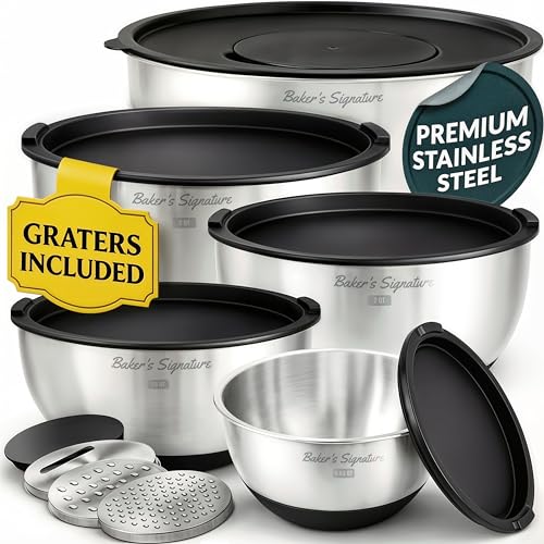 Stainless Steel Mixing Bowls with Lids Set of 5 (5 Count)