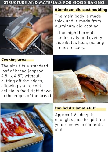 Sandwich Maker Hot Sand Single Burner Gas Fire Open Fire Compact Aluminum TT (Silver w/ bag)