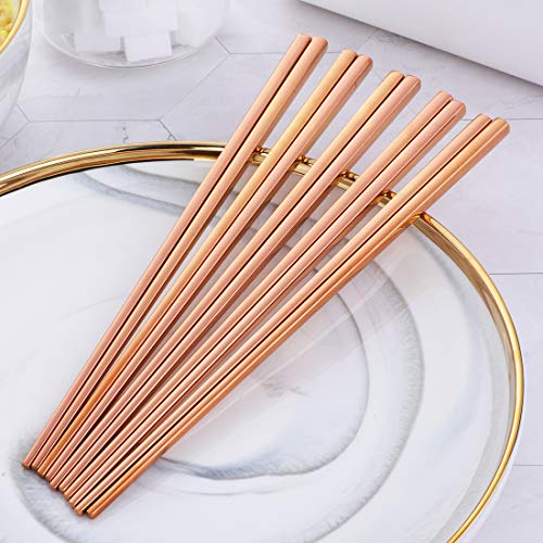 5 Pair Stainless Steel Chopsticks (Rose Gold)