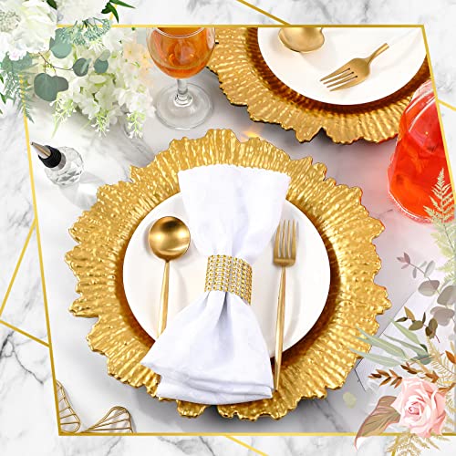 100 Pcs Gold Charger Plates 13 Inch Reef Texture for Wedding (Classic Style / Gold)