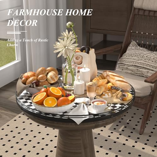 21 Inch Black and White Checkerboard Lazy Susan Decorative Tray (Black & White / 21 inches)