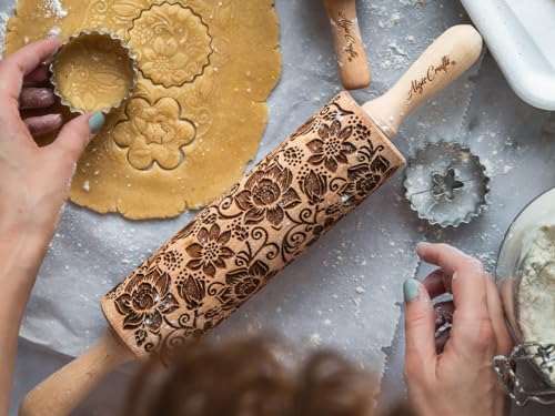 Embossing Rolling Pin BLOOMY with Floral Pattern