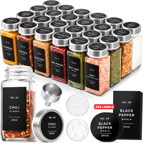 Glass Spice Jars with Label (24 Count)