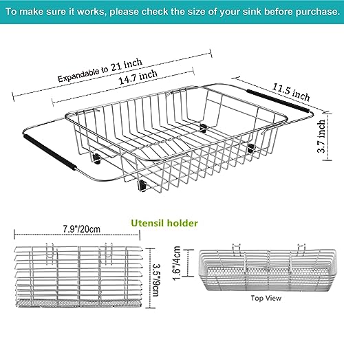 Expandable Dish Drying Rack Organizer and Utensil Cutlery Holder
