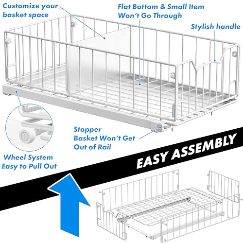 Pull Out Cabinet Sliding Basket (White)