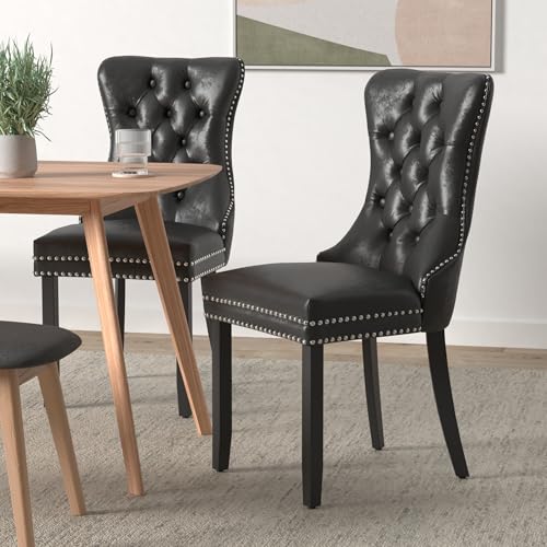 Black Velvet Dining Chairs Set of 6 (Black)