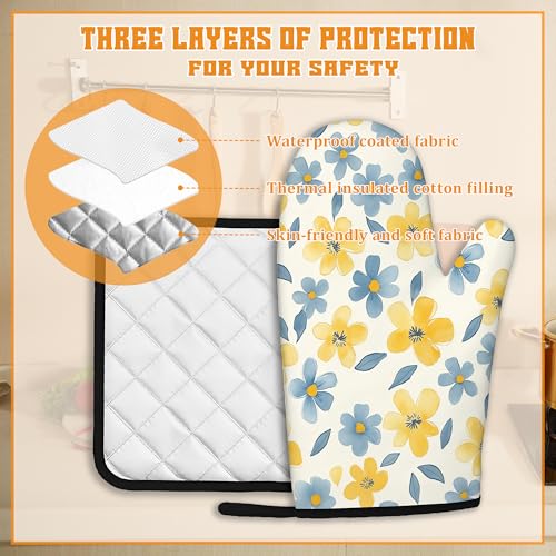 Cute Floral Oven Mitts and Pot Holders (4 Count)