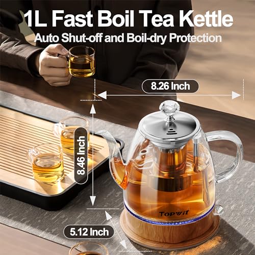 1L Glass Electric Kettle (Wood / 1.1 Quarts)