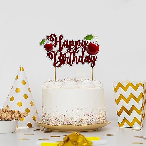 Cherry Happy Birthday Cake Topper