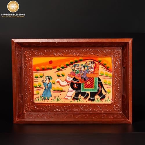 Hand Painted Wooden Serving Tray Set of 3 (Brown / Set of 3)