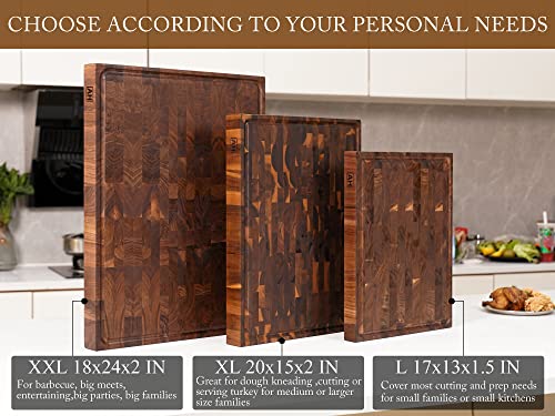 X Large Walnut Wood End Grain Cutting Board 20x15x2" Butcher Block