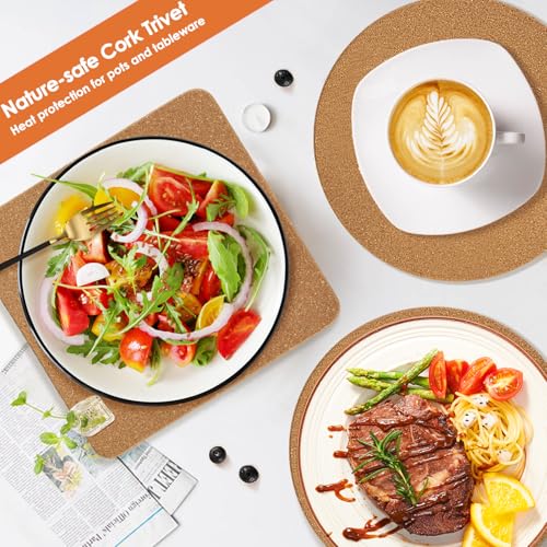 Cork Trivet Set (04-8 Inch 2pcs Round 2pcs Square)
