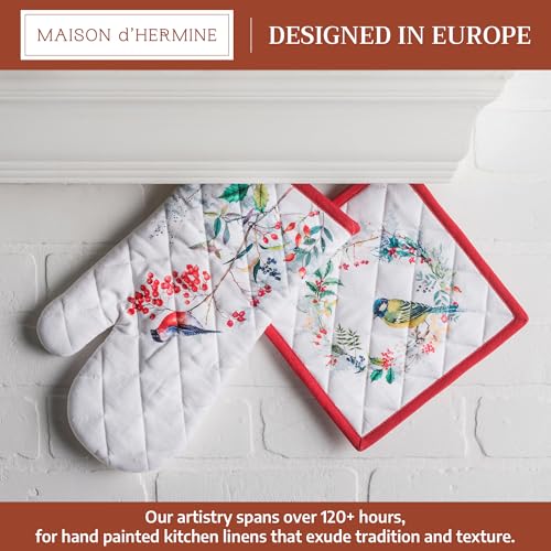 100% Cotton Oven Mitt & Pot Holder Set (110 - Morzine / 7.5" x 13" & 8" x 8" (Oven Mitt & Pot Holder))