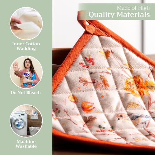 Pot Holders 100% Cotton Potholders (062 - Kelim - Prairie / 8" x 8" (Pot Holder Pack of 2))