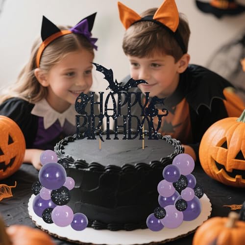 42 Pcs Cake Topper with Mini Balls (42--black Purple Hbd)