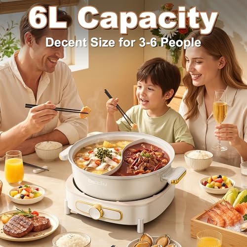 6L Hot Pot Electric with Divider (Beige)