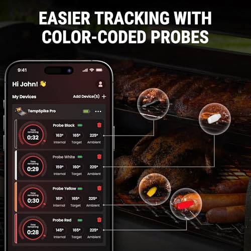 Wireless Meat Thermometer Digital with App (4 Probes)
