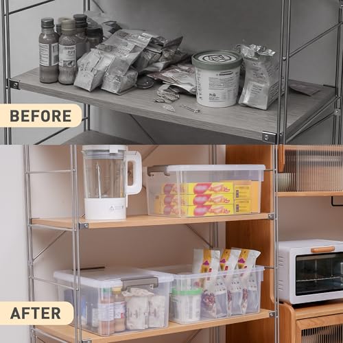 6 Packs 17 QT Plastic Storage Bins with Lids Large Stackable Storage Containers for Organizing Clear Storage Box for Garage (17 Qt. - 6 Packs / Clear White)