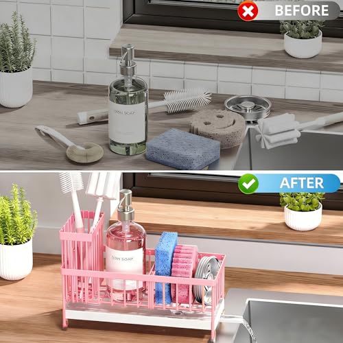 Sponge Holder for Kitchen Sink (Pink - 9.25″)