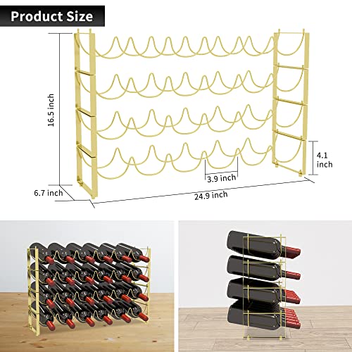 4 Tier Wine Rack (Gold / 24-Bottle)