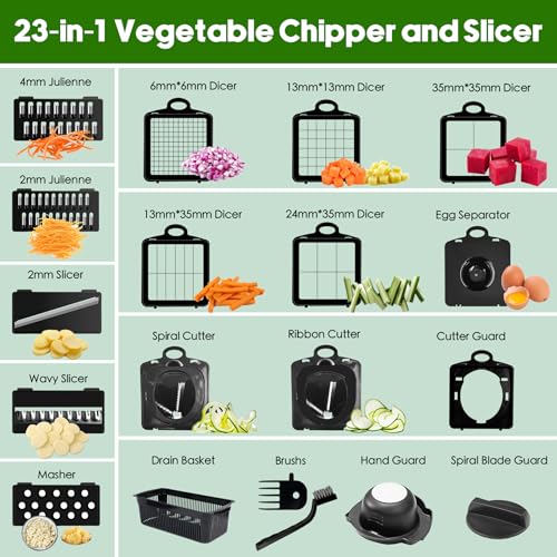 Multi 23-in-1 Pro Vegetable Chopper & Mandoline Slicer, 10 Blade-in-1 (10 Blades / White)