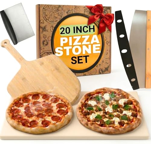 Large Pizza Stone for Oven and Grill 20 Inch (Stone, Pizza Peel & Accessories)
