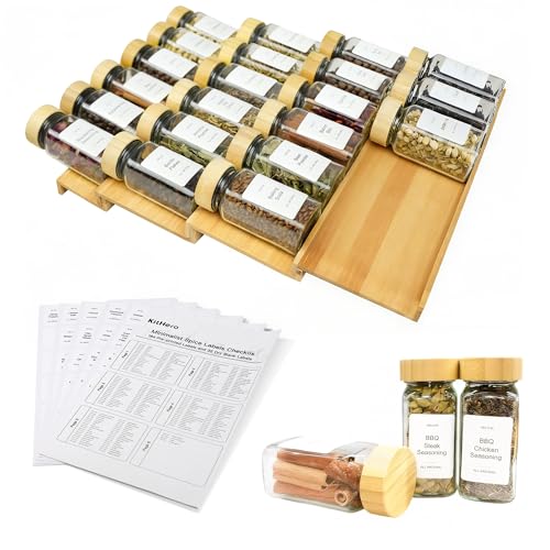 Spice Drawer Organizer with 24 Bamboo