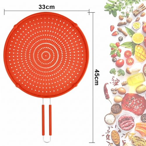 Silicone Large Splatter Screen for Frying Pan (Red)