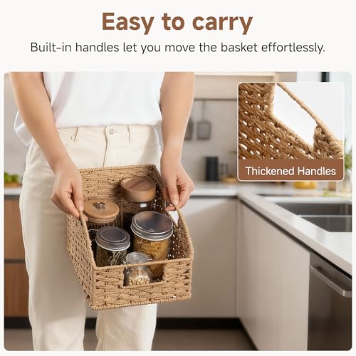 Wicker Baskets for Organizing (Light Brown(Paper Rope) / 2x 8½"L x 10"W x 7½"H)