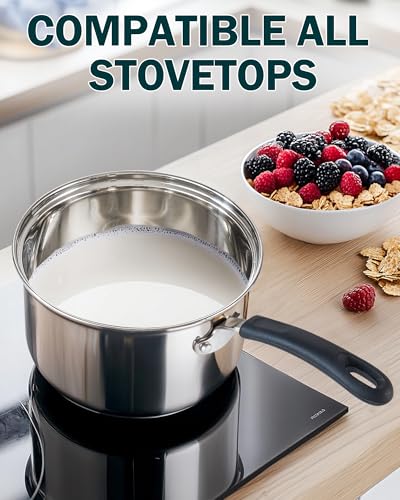 Professional 3 Quart Stainless Steel Saucepan with Lid