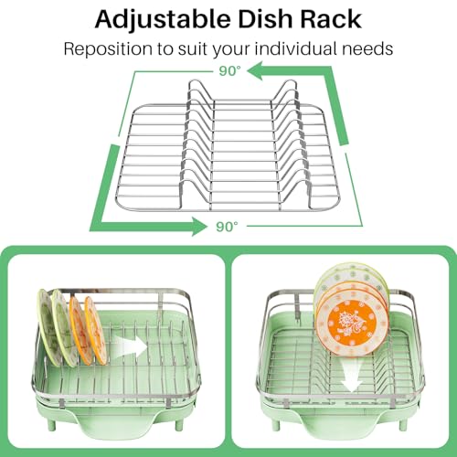 Expandable Dish Drying Rack for Small Kitchen Counter (Green)