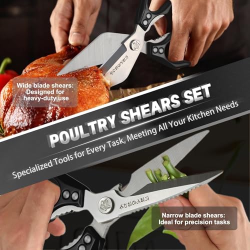 Heavy Duty Poultry Shears Set for Chicken (Black)