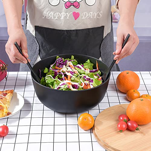 Bamboo Fiber Salad Bowl with Servers Set Large 9.8 inches Nature Bamboo Mixing Bowl with Servers with Lid Spoon and Fork for Fruits