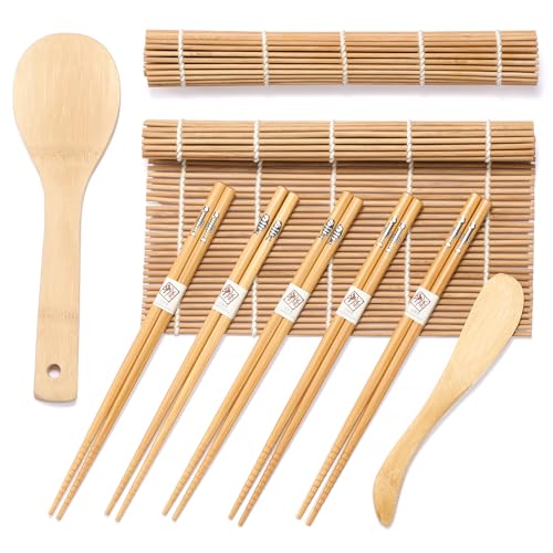 Bamboo Sushi Making Kit 9 in 1 for Sushi Beginners (10.5 x 4.5 x 1.6 inches)