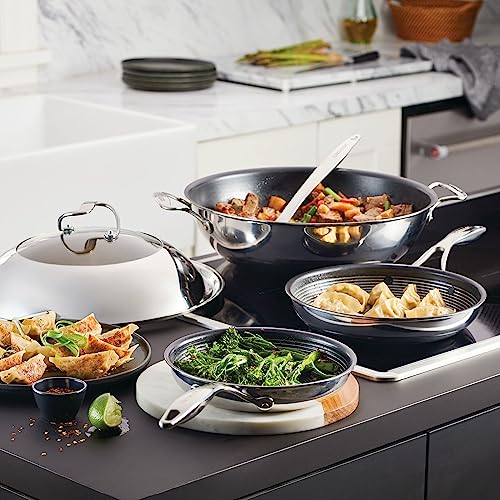 Clad Stainless Steel Induction Frying Pan and Wok Set with Hybrid SteelShield and Nonstick Technology (Cookware Set (4 Piece))