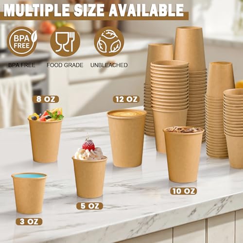 200 Pack 10 oz Kraft Paper Cups (Kraft-10oz-200pack)