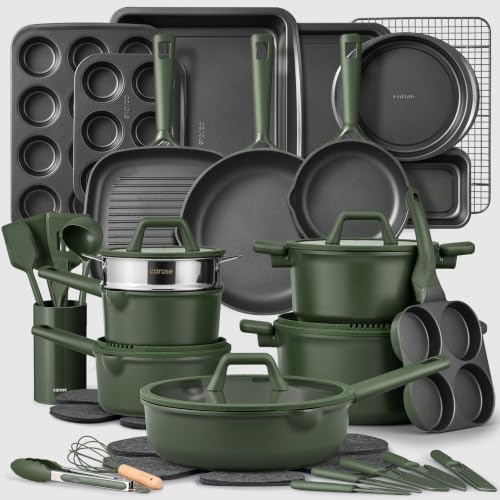 49pcs Nonstick Cookware Set (Green / 49 Piece)